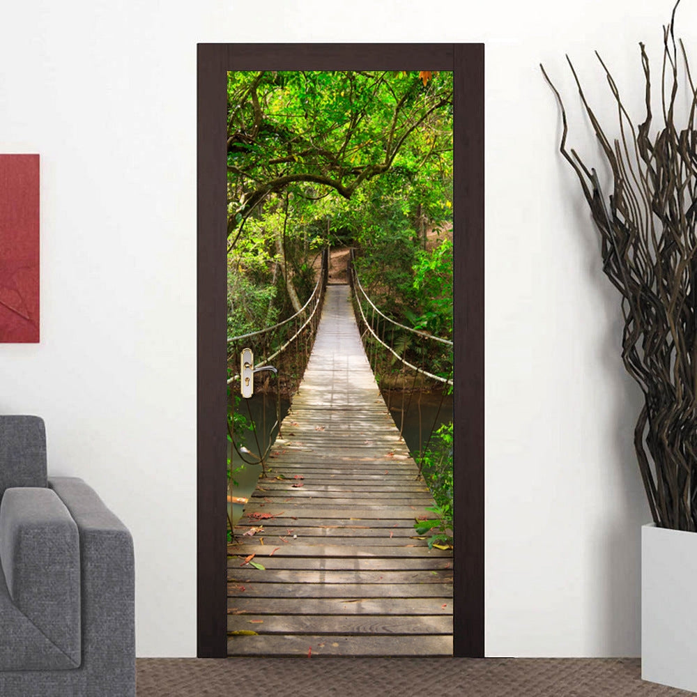 ELECTROPRIME 3D Wallpaper Poster Stickers Self Adhesive Removable Home Door Decoration Stickers, Size:60cm×180cm