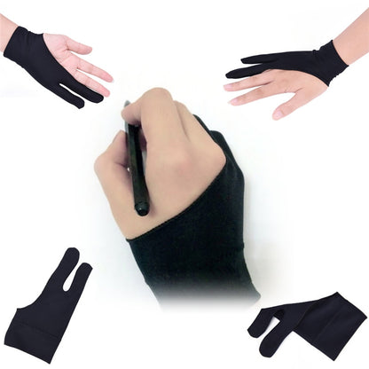 ELECTROPRIME 2 Finger Anti-fouling Drawing Glove for Graphics Drawing Tablet, Both for Right and Left Hand(For  men)