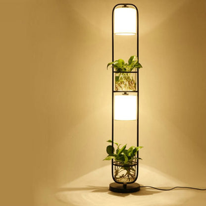 ELECTROPRIME Modern Decoration Plant Flower Floor Lamp Fabric Lampshade Glass Study Stand Floor Light, US Plug