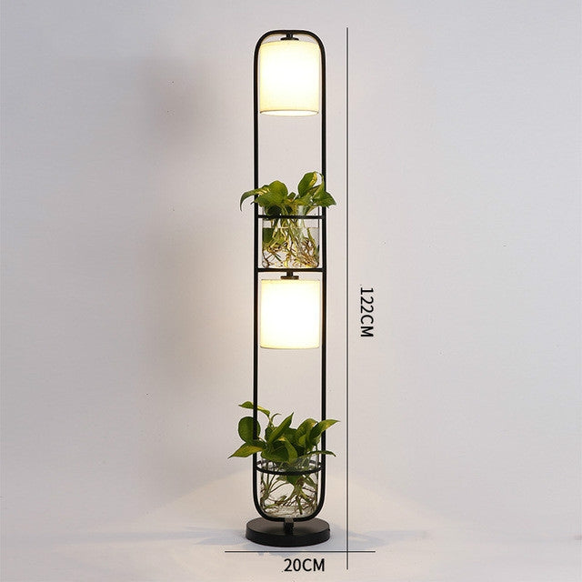 ELECTROPRIME Modern Decoration Plant Flower Floor Lamp Fabric Lampshade Glass Study Stand Floor Light, US Plug