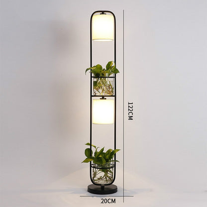 ELECTROPRIME Modern Decoration Plant Flower Floor Lamp Fabric Lampshade Glass Study Stand Floor Light, US Plug