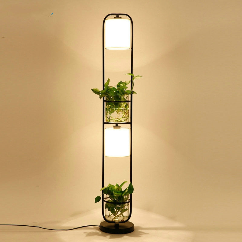 ELECTROPRIME Modern Decoration Plant Flower Floor Lamp Fabric Lampshade Glass Study Stand Floor Light, US Plug