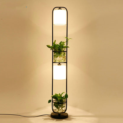 ELECTROPRIME Modern Decoration Plant Flower Floor Lamp Fabric Lampshade Glass Study Stand Floor Light, US Plug