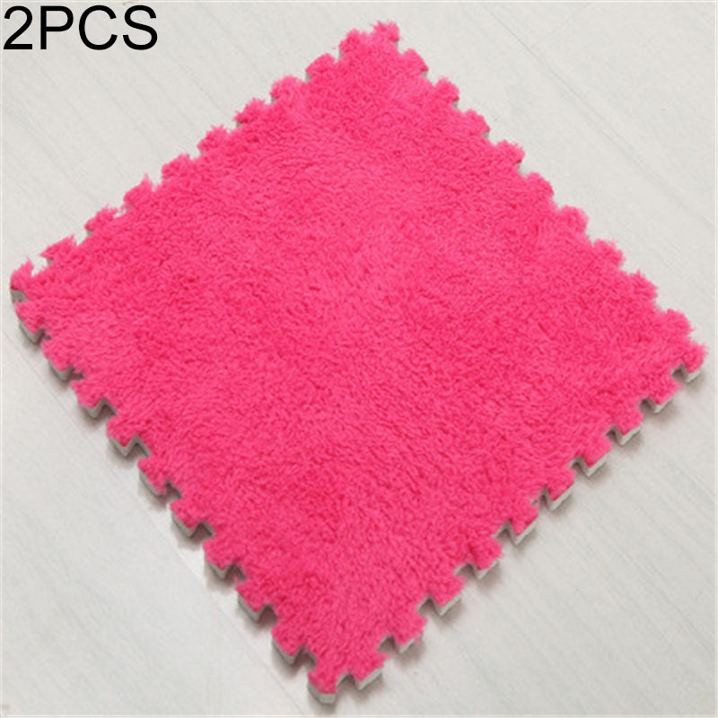 ELECTROPRIME 2 PCS Living Room Bedroom Children Kids Soft Carpet Magic Patchwork Jigsaw Splice Heads Climbing Baby Mat 30x30cm(Rose Red)
