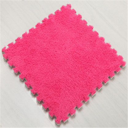 ELECTROPRIME 2 PCS Living Room Bedroom Children Kids Soft Carpet Magic Patchwork Jigsaw Splice Heads Climbing Baby Mat 30x30cm(Rose Red)