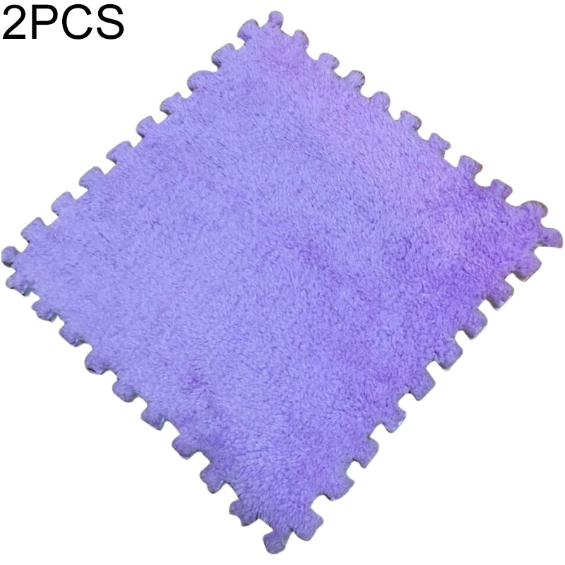 ELECTROPRIME 2 PCS Living Room Bedroom Children Kids Soft Carpet Magic Patchwork Jigsaw Splice Heads Climbing Baby Mat 30x30cm(Purple)