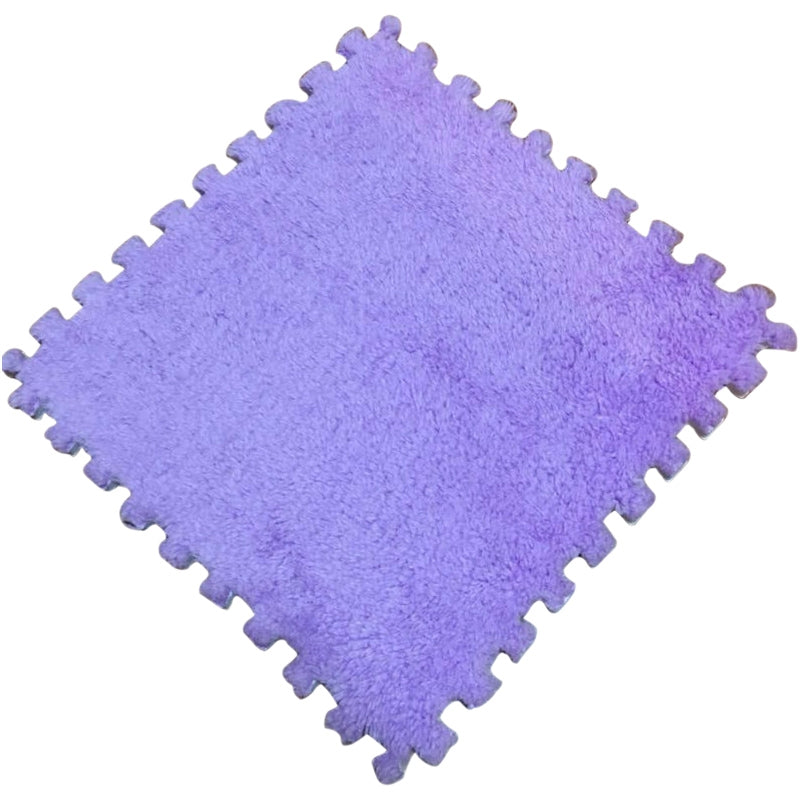 ELECTROPRIME 2 PCS Living Room Bedroom Children Kids Soft Carpet Magic Patchwork Jigsaw Splice Heads Climbing Baby Mat 30x30cm(Purple)