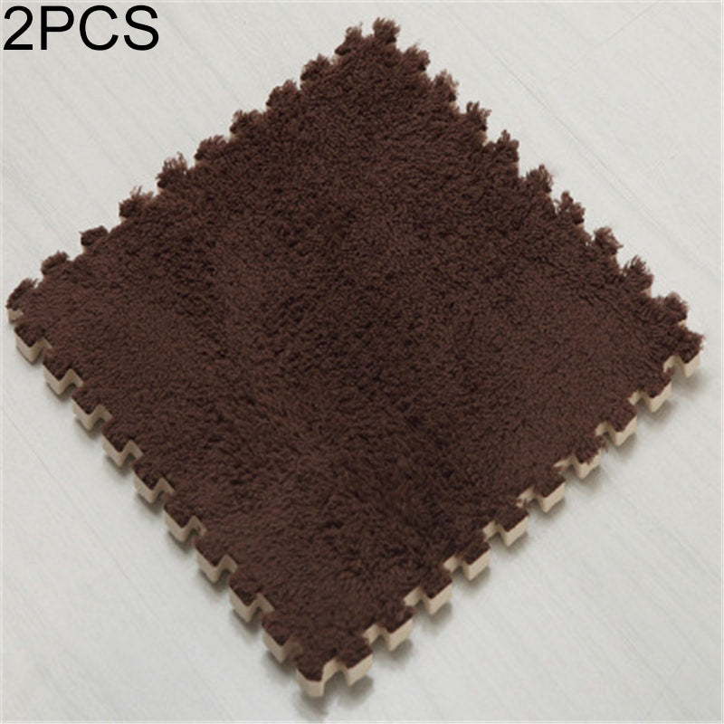 ELECTROPRIME 2 PCS Living Room Bedroom Children Kids Soft Carpet Magic Patchwork Jigsaw Splice Heads Climbing Baby Mat 30x30cm(Coffee)