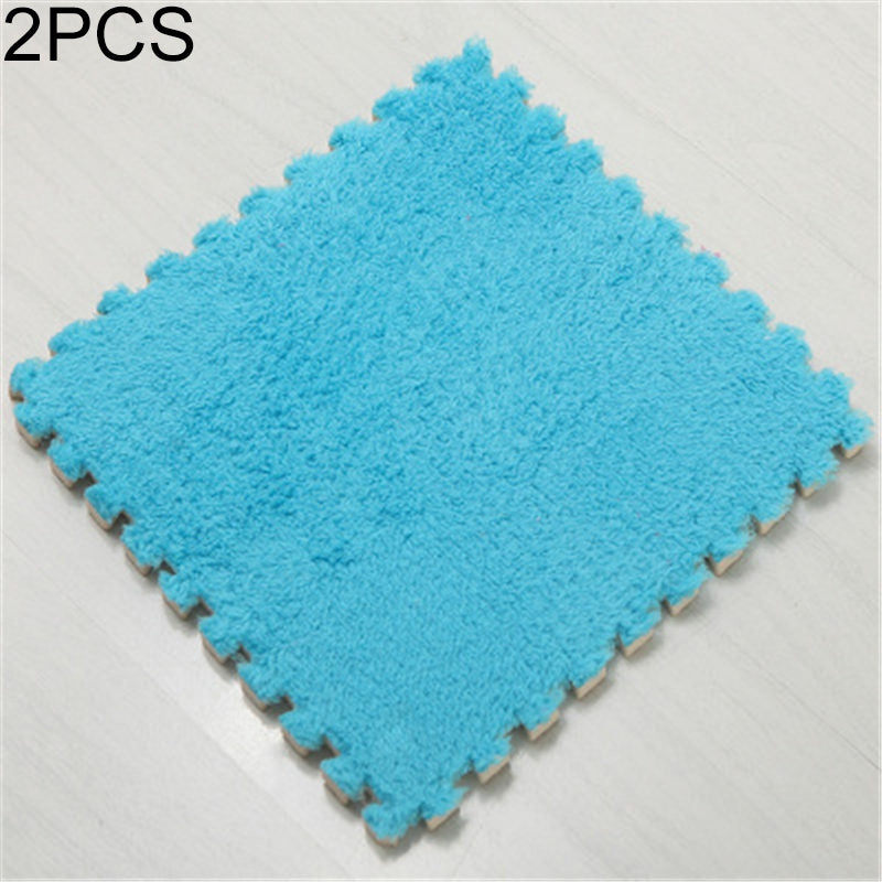ELECTROPRIME 2 PCS Living Room Bedroom Children Kids Soft Carpet Magic Patchwork Jigsaw Splice Heads Climbing Baby Mat 30x30cm(Blue)