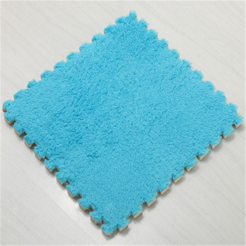 ELECTROPRIME 2 PCS Living Room Bedroom Children Kids Soft Carpet Magic Patchwork Jigsaw Splice Heads Climbing Baby Mat 30x30cm(Blue)