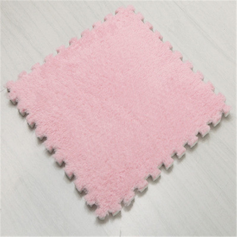 ELECTROPRIME 2 PCS Living Room Bedroom Children Kids Soft Carpet Magic Patchwork Jigsaw Splice Heads Climbing Baby Mat 30x30cm(Pink)