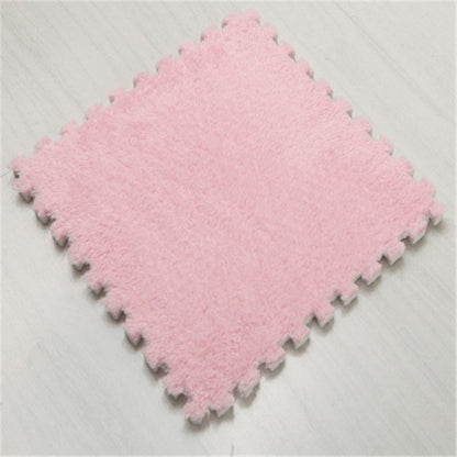 ELECTROPRIME 2 PCS Living Room Bedroom Children Kids Soft Carpet Magic Patchwork Jigsaw Splice Heads Climbing Baby Mat 30x30cm(Pink)