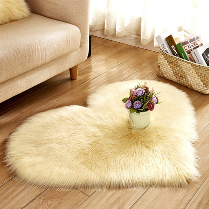 ELECTROPRIME Love Heart Rugs Artificial Wool Sheepskin Hairy Carpet Faux Floor Mat Fur Plain Fluffy Soft Area Rug Tapetes, Size:50*60cm(Yellow)
