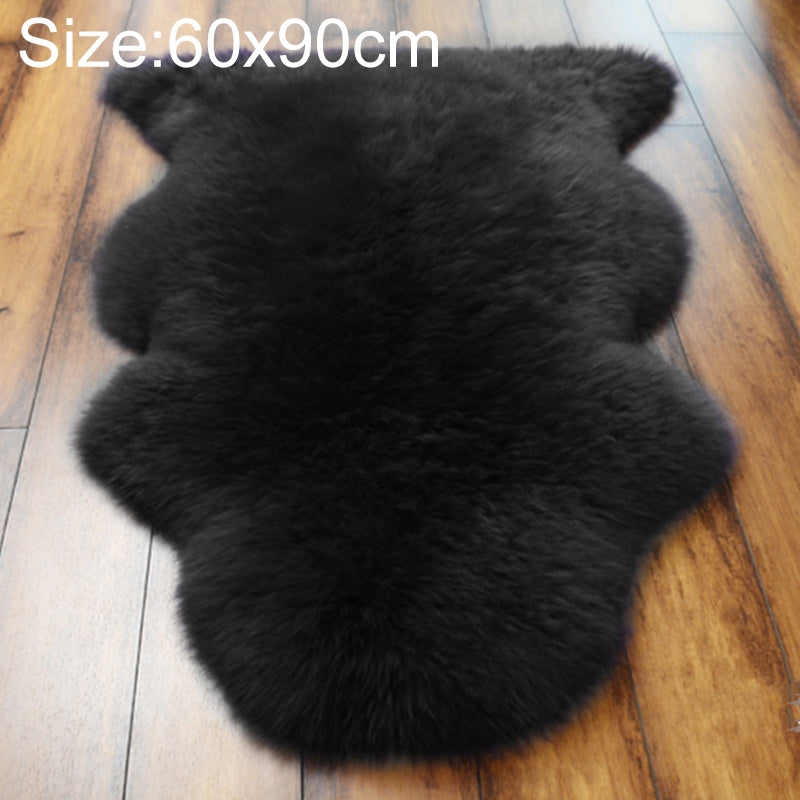 ELECTROPRIME Wool Sofa Cushion Fur Full Sheepskin Carpet Window Decoration Mat, Size: 60x90cm(Black)