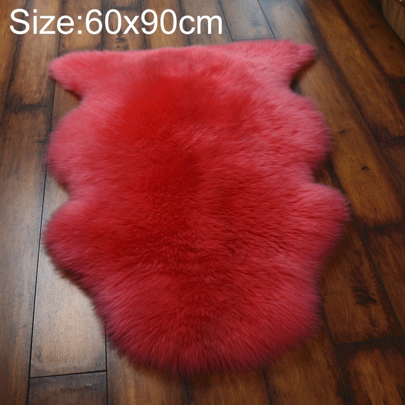 ELECTROPRIME Wool Sofa Cushion Fur Full Sheepskin Carpet Window Decoration Mat, Size: 60x90cm(Pink)
