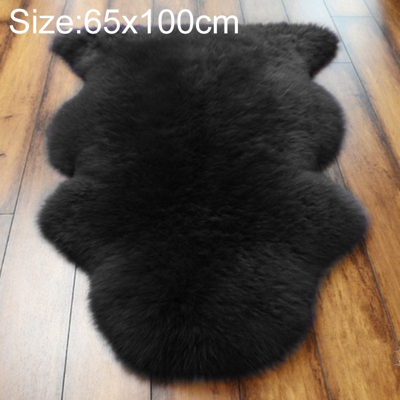 ELECTROPRIME Wool Sofa Cushion Fur Full Whole Sheepskin Carpet Window Decoration Mat, Size:65x100cm(Black)