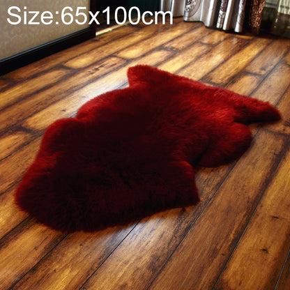 ELECTROPRIME Wool Sofa Cushion Fur Full Whole Sheepskin Carpet Window Decoration Mat, Size:65x100cm(Red Wine)