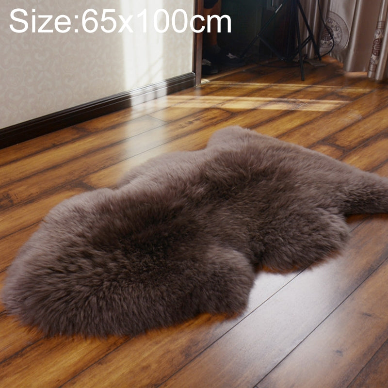 ELECTROPRIME Wool Sofa Cushion Fur Full Whole Sheepskin Carpet Window Decoration Mat, Size:65x100cm(Bean Paste)
