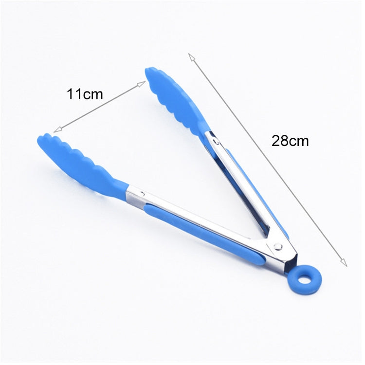 ELECTROPRIME Kitchen Silicone Cooking Salad Stainless Steel Handle Food Clip(Blue)