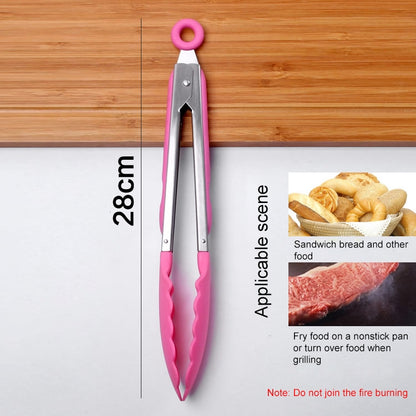 ELECTROPRIME Kitchen Silicone Cooking Salad Stainless Steel Handle Food Clip(Blue)