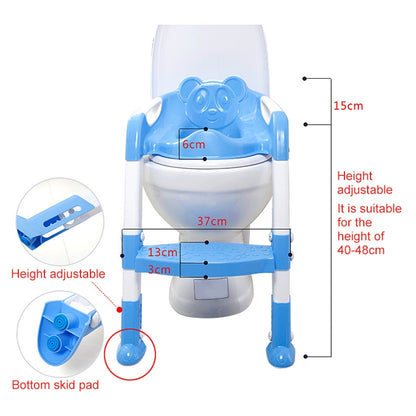 ELECTROPRIME Baby Potty Toilet Chair Training Seat With Adjustable Ladder Infant Anti Slip Folding Toilet Trainer Safety Seats(Blue)