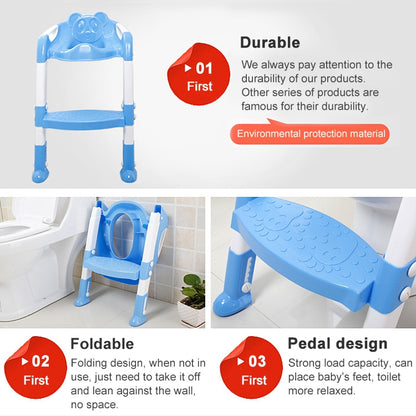 ELECTROPRIME Baby Potty Toilet Chair Training Seat With Adjustable Ladder Infant Anti Slip Folding Toilet Trainer Safety Seats(Pink)