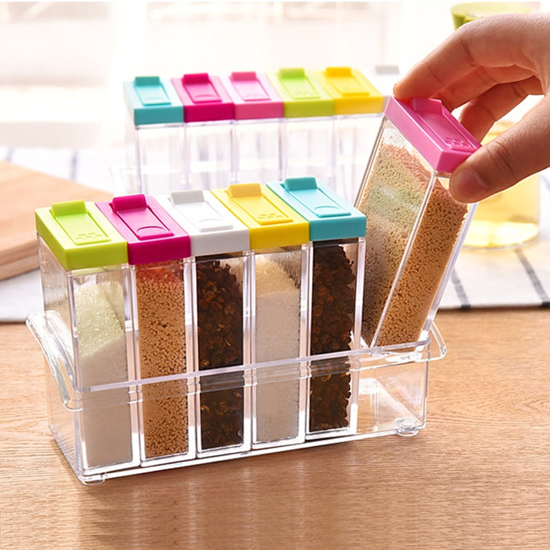 ELECTROPRIME 6 PCS/Set Transparent Spice Seasoning Box Storage Bottle