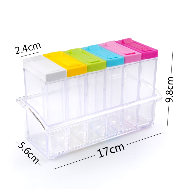 ELECTROPRIME 6 PCS/Set Transparent Spice Seasoning Box Storage Bottle