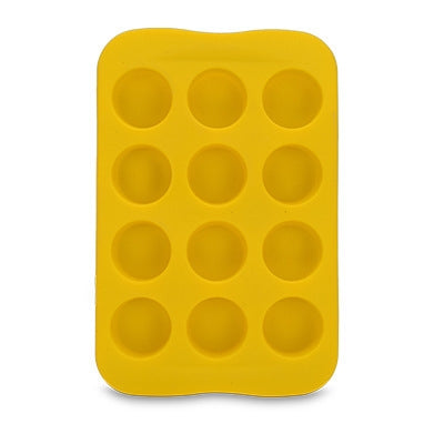 ELECTROPRIME 2 PCS Silicone Chocolate Mold Tray Creative Geometry Shaped Ice Cube Cake decoration Mold, Shape:Round(Yellow)