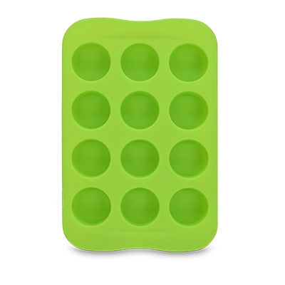 ELECTROPRIME 2 PCS Silicone Chocolate Mold Tray Creative Geometry Shaped Ice Cube Cake decoration Mold, Shape:Round(Green)