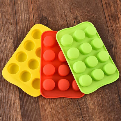 ELECTROPRIME 2 PCS Silicone Chocolate Mold Tray Creative Geometry Shaped Ice Cube Cake decoration Mold, Shape:Round(Green)