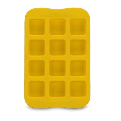 ELECTROPRIME Silicone Chocolate Mold Tray Creative Geometry Shaped Ice Cube Cake decoration Mold, Shape:Square(Yellow)