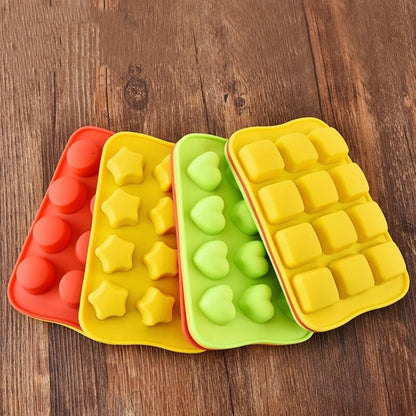 ELECTROPRIME Silicone Chocolate Mold Tray Creative Geometry Shaped Ice Cube Cake decoration Mold, Shape:Square(Green)