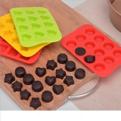 ELECTROPRIME Silicone Chocolate Mold Tray Creative Geometry Shaped Ice Cube Cake decoration Mold, Shape:Square(Green)
