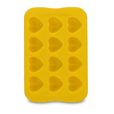 ELECTROPRIME Silicone Chocolate Mold Tray Creative Geometry Shaped Ice Cube Cake decoration Mold, Shape:Heart(Yellow)