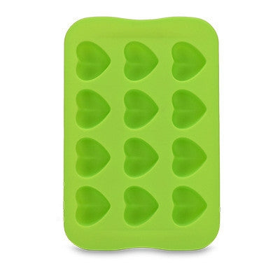ELECTROPRIME Silicone Chocolate Mold Tray Creative Geometry Shaped Ice Cube Cake decoration Mold, Shape:Heart(Green)