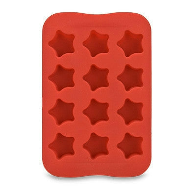 ELECTROPRIME Silicone Chocolate Mold Tray Creative Geometry Shaped Ice Cube Cake decoration Mold, Shape:Star(Red)