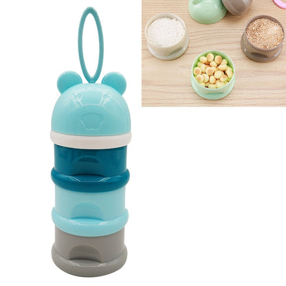 ELECTROPRIME 3 Layer Frog Style Portable Baby Food Storage Box Cartoon Milk Powder Box(Blue)