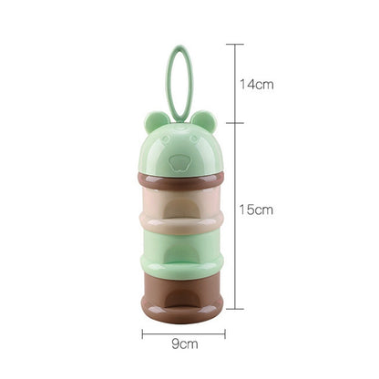 ELECTROPRIME 3 Layer Frog Style Portable Baby Food Storage Box Cartoon Milk Powder Box(Blue)