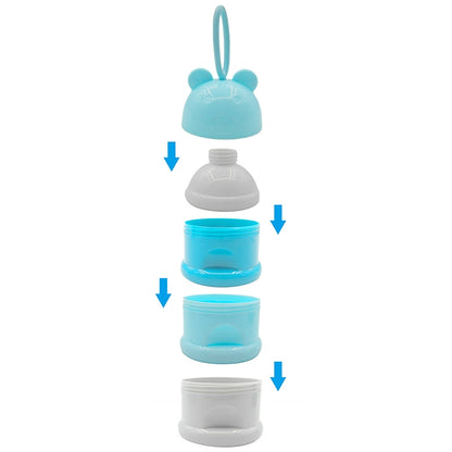 ELECTROPRIME 3 Layer Frog Style Portable Baby Food Storage Box Cartoon Milk Powder Box(Blue)