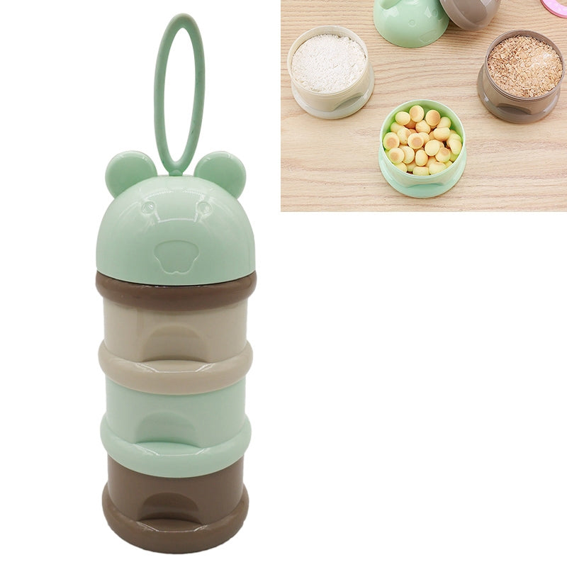 ELECTROPRIME 3 Layer Frog Style Portable Baby Food Storage Box Cartoon Milk Powder Box(Green)