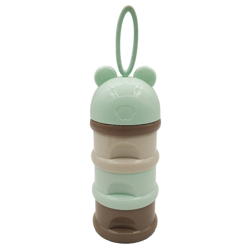 ELECTROPRIME 3 Layer Frog Style Portable Baby Food Storage Box Cartoon Milk Powder Box(Green)
