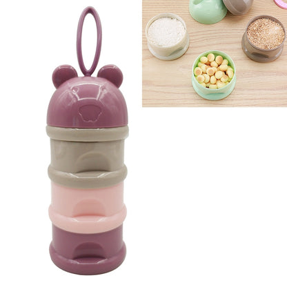 ELECTROPRIME 3 Layer Frog Style Portable Baby Food Storage Box Cartoon Milk Powder Box(Purple)
