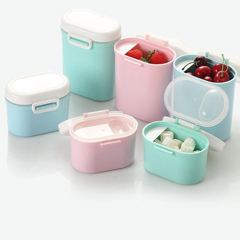 ELECTROPRIME Baby Portable Milk Powder Box Food Container Storage Feeding Box Children Food PP Box, Size:Small12.5 × 9.5 × 9.5cm(Green)