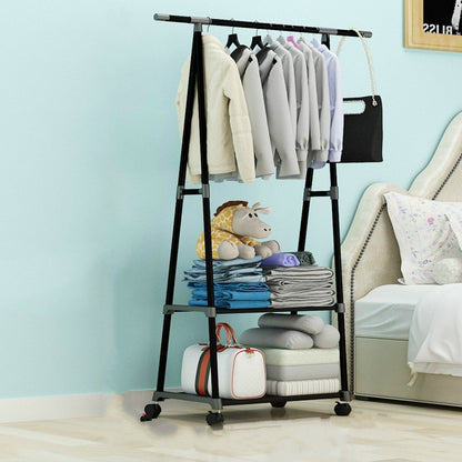 ELECTROPRIME Stainless Steel Detachable Multi-function Floor Triangle Simple Coat Rack(Black)