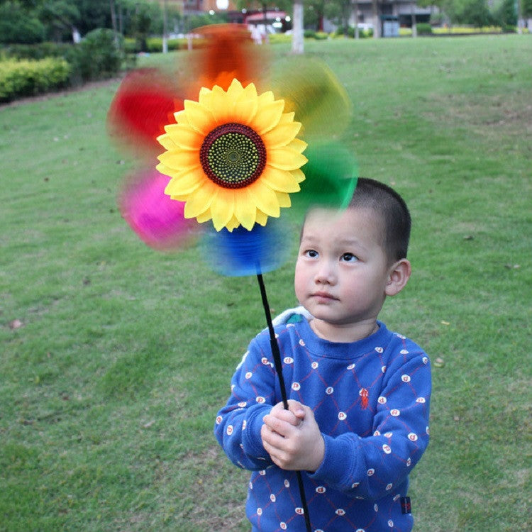 ELECTROPRIME 3 PCS Colorful Sequins Sunflower Rotating Windmill Garden Decoration