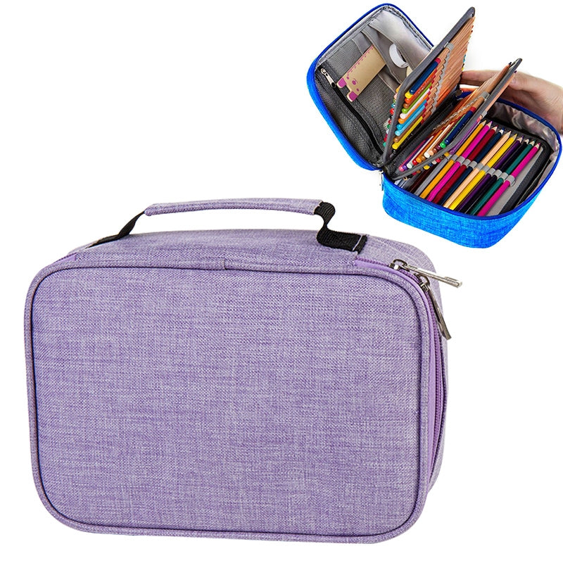 ELECTROPRIME Waterproof Pencil Case 72 Color Large Capacity Sketch Pencil Bag Stationery Set(Purple)