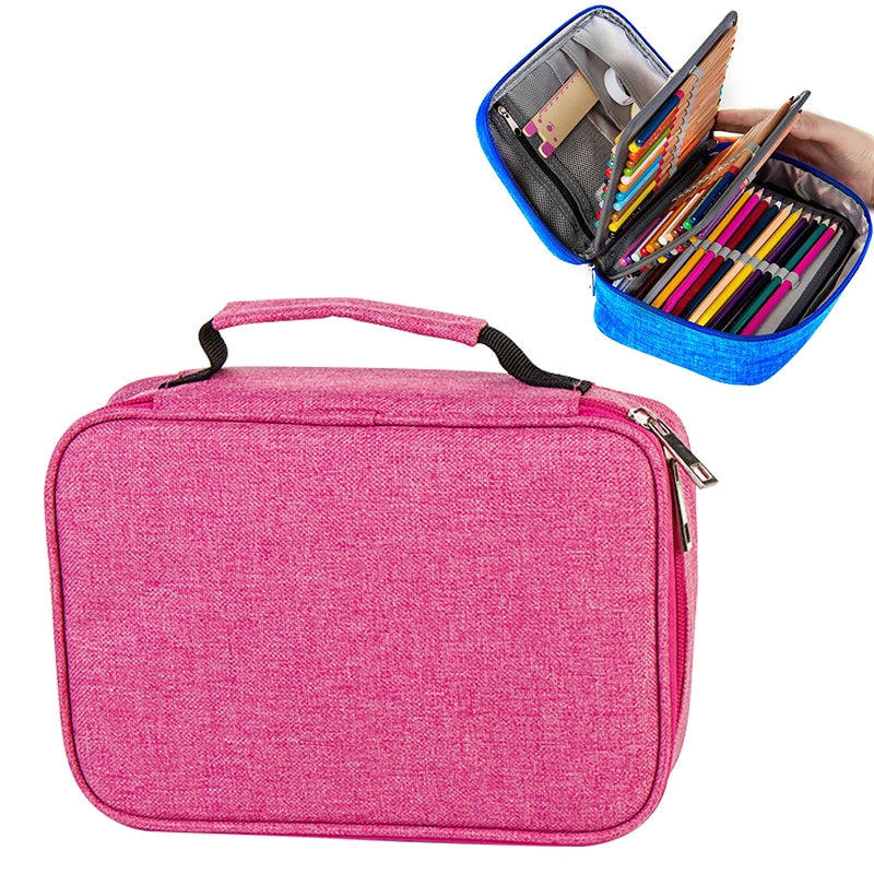 ELECTROPRIME Waterproof Pencil Case 72 Color Large Capacity Sketch Pencil Bag Stationery Set(Rose Red)