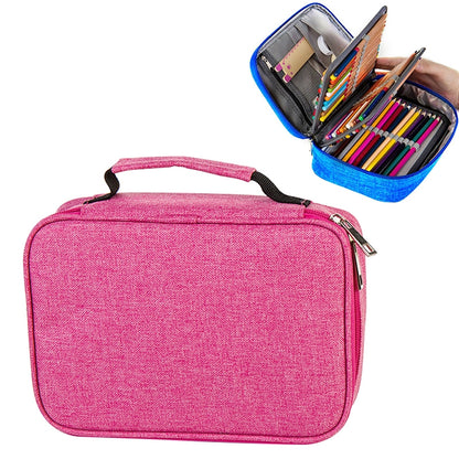 ELECTROPRIME Waterproof Pencil Case 72 Color Large Capacity Sketch Pencil Bag Stationery Set(Rose Red)