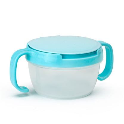 ELECTROPRIME Baby Snacks Bowl Children Kids Food Storage Dishes Anti Spill 360 Rotate Baby Solid Feeding Plate Tableware Baby Feeding Stuff(Blue)